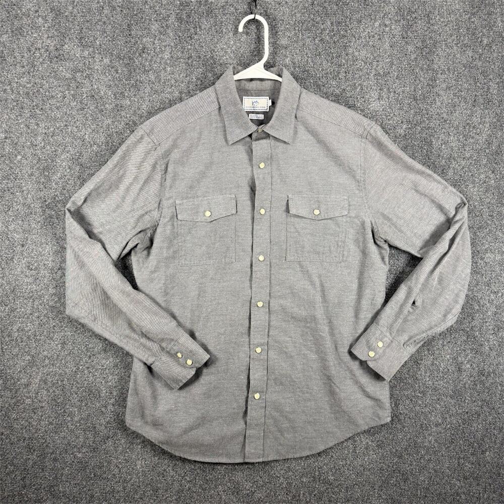 Southern Tide Button Down Shirt Gray Classic Fit Medium Long Sleeve